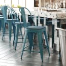 Flash Furniture ET-3534-24-KB-PL1C-GG Counter Height Bar Stool w/ Curved Back & 24" Wood Seat, High Kelly Blue -Teal thumbnail 4