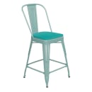 Flash Furniture ET-3534-24-MINT-PL1M-GG Counter Height Bar Stool w/ Curved Back & 24" Wood Seat, High Mint Green thumbnail 3