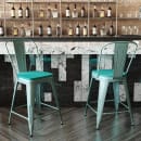 Flash Furniture ET-3534-24-MINT-PL1M-GG Counter Height Bar Stool w/ Curved Back & 24" Wood Seat, High Mint Green thumbnail 4