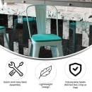 Flash Furniture ET-3534-24-MINT-PL1M-GG Counter Height Bar Stool w/ Curved Back & 24" Wood Seat, High Mint Green thumbnail 5