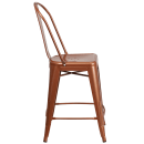 Flash Furniture ET-3534-24-POC-GG Counter Height Bar Stool w/ Curved Back & Metal Seat, Copper thumbnail 3