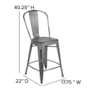 Flash Furniture ET-3534-24-SIL-PL1G-GG Counter Height Bar Stool w/ Curved Back & 24" Wood Seat, Silver thumbnail 2
