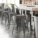 Flash Furniture ET-3534-24-SIL-PL1G-GG Counter Height Bar Stool w/ Curved Back & 24" Wood Seat, Silver thumbnail 4