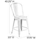 Flash Furniture ET-3534-24-WH-GG Counter Height Bar Stool w/ Curved Back & Metal Seat, Distressed White thumbnail 2