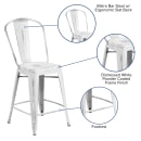Flash Furniture ET-3534-24-WH-GG Counter Height Bar Stool w/ Curved Back & Metal Seat, Distressed White thumbnail 6
