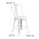 Flash Furniture ET-3534-24-WH-PL1G-GG Counter Height Bar Stool w/ Curved Back & 24" Wood Seat, White thumbnail 2