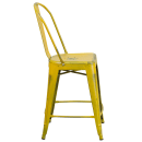 Flash Furniture ET-3534-24-YL-GG Counter Height Bar Stool w/ Curved Back & Metal Seat, Distressed Yellow thumbnail 2