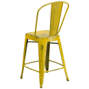 Flash Furniture ET-3534-24-YL-GG Counter Height Bar Stool w/ Curved Back & Metal Seat, Distressed Yellow thumbnail 3