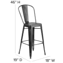 Flash Furniture ET-3534-30-BK-GG Bar Stool w/ Curved Back & Metal Seat, Distressed Black thumbnail 2