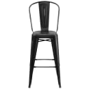 Flash Furniture ET-3534-30-BK-GG Bar Stool w/ Curved Back & Metal Seat, Distressed Black thumbnail 5
