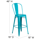 Flash Furniture ET-3534-30-CB-GG Bar Stool w/ Curved Back & Metal Seat, Crystal Teal Blue thumbnail 2