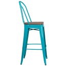 Flash Furniture ET-3534-30-CB-WD-GG Bar Stool w/ Curved Back & Wood Seat, Crystal Teal Blue thumbnail 2