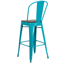 Flash Furniture ET-3534-30-CB-WD-GG Bar Stool w/ Curved Back & Wood Seat, Crystal Teal Blue thumbnail 3