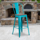 Flash Furniture ET-3534-30-CB-WD-GG Bar Stool w/ Curved Back & Wood Seat, Crystal Teal Blue thumbnail 5