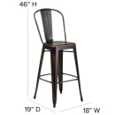 Flash Furniture ET-3534-30-COP-GG Bar Stool w/ Curved Back & Metal Seat, Distressed Copper thumbnail 2