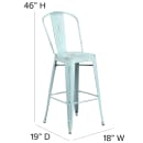 Flash Furniture ET-3534-30-DB-GG Bar Stool w/ Curved Back & Metal Seat, Distressed Green Blue thumbnail 2