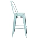 Flash Furniture ET-3534-30-DB-GG Bar Stool w/ Curved Back & Metal Seat, Distressed Green Blue thumbnail 3
