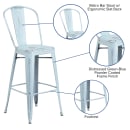 Flash Furniture ET-3534-30-DB-GG Bar Stool w/ Curved Back & Metal Seat, Distressed Green Blue thumbnail 6