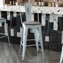 Flash Furniture ET-3534-30-DB-PL1G-GG Counter Height Bar Stool w/ Curved Back & 30" Wood Seat, Green Blue thumbnail 3