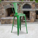 Flash Furniture ET-3534-30-GN-GG Bar Stool w/ Curved Back & Metal Seat, Distressed Green thumbnail 5