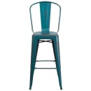 Flash Furniture ET-3534-30-KB-GG Bar Stool w/ Curved Back & Metal Seat, Distressed Kelly Blue thumbnail 5