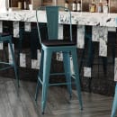Flash Furniture ET-3534-30-KB-PL1B-GG Counter Height Bar Stool w/ Curved Back & 30" Wood Seat, High Kelly Blue thumbnail 3