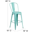 Flash Furniture ET-3534-30-MINT-GG Bar Stool w/ Curved Back & Metal Seat, Mint thumbnail 2