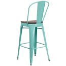 Flash Furniture ET-3534-30-MINT-WD-GG Bar Stool w/ Curved Back & Wood Seat, Mint thumbnail 3