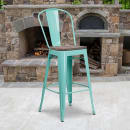 Flash Furniture ET-3534-30-MINT-WD-GG Bar Stool w/ Curved Back & Wood Seat, Mint thumbnail 5