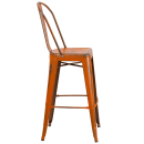 Flash Furniture ET-3534-30-OR-GG Bar Stool w/ Curved Back & Metal Seat, Distressed Orange thumbnail 3