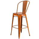 Flash Furniture ET-3534-30-OR-GG Bar Stool w/ Curved Back & Metal Seat, Distressed Orange thumbnail 4