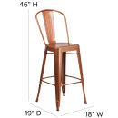 Flash Furniture ET-3534-30-POC-GG Bar Stool w/ Curved Back & Metal Seat, Copper thumbnail 2