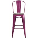 Flash Furniture ET-3534-30-PUR-WD-GG Bar Stool w/ Curved Back & Wood Seat, Purple thumbnail 4