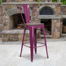 Flash Furniture ET-3534-30-PUR-WD-GG Bar Stool w/ Curved Back & Wood Seat, Purple thumbnail 5