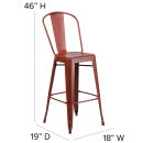 Flash Furniture ET-3534-30-RD-GG Bar Stool w/ Curved Back & Metal Seat, Distressed Kelly Red thumbnail 2