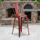Flash Furniture ET-3534-30-RD-GG Bar Stool w/ Curved Back & Metal Seat, Distressed Kelly Red thumbnail 9