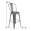 Flash Furniture ET-3534-30-SIL-PL1G-GG Counter Height Bar Stool w/ Curved Back & 30" Wood Seat, Silver thumbnail 2