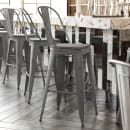 Flash Furniture ET-3534-30-SIL-PL1G-GG Counter Height Bar Stool w/ Curved Back & 30" Wood Seat, Silver thumbnail 4