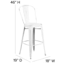 Flash Furniture ET-3534-30-WH-GG Bar Stool w/ Curved Back & Metal Seat, Distressed White thumbnail 2