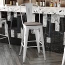 Flash Furniture ET-3534-30-WH-PL1G-GG Counter Height Bar Stool w/ Curved Back & 30" Wood Seat, White thumbnail 3
