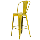 Flash Furniture ET-3534-30-YL-GG Bar Stool w/ Curved Back & Metal Seat, Distressed Yellow thumbnail 4