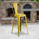 Flash Furniture ET-3534-30-YL-GG Bar Stool w/ Curved Back & Metal Seat, Distressed Yellow thumbnail 9