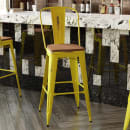 Flash Furniture ET-3534-30-YL-PL1T-GG Counter Height Bar Stool w/ Curved Back & 30" Wood Seat, Yellow thumbnail 3