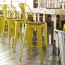 Flash Furniture ET-3534-30-YL-PL1T-GG Counter Height Bar Stool w/ Curved Back & 30" Wood Seat, Yellow thumbnail 4