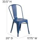 Flash Furniture ET-3534-AB-GG Stacking Chair w/ Vertical Slat Back - Distressed Metal, Antique Blue thumbnail 2