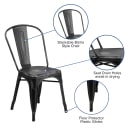 Flash Furniture ET-3534-BK-GG Stacking Chair w/ Vertical Slat Back - Distressed Metal, Black thumbnail 6