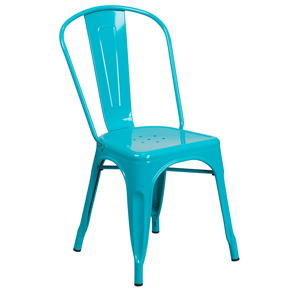 Flash Furniture ET-3534-CB-GG Stacking Chair w/ Vertical Slat Back - Metal, Crystal Teal