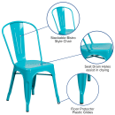 Flash Furniture ET-3534-CB-GG Stacking Chair w/ Vertical Slat Back - Metal, Crystal Teal thumbnail 6