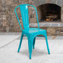 Flash Furniture ET-3534-CB-GG Stacking Chair w/ Vertical Slat Back - Metal, Crystal Teal thumbnail 9