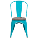 Flash Furniture ET-3534-CB-WD-GG Stacking Side Chair w/ Vertical Slat Back & Wood Seat - Steel Frame, Teal Blue thumbnail 4